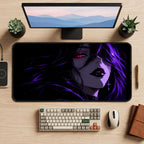Purple Lit Vampire Woman desk mat — product mockup 2