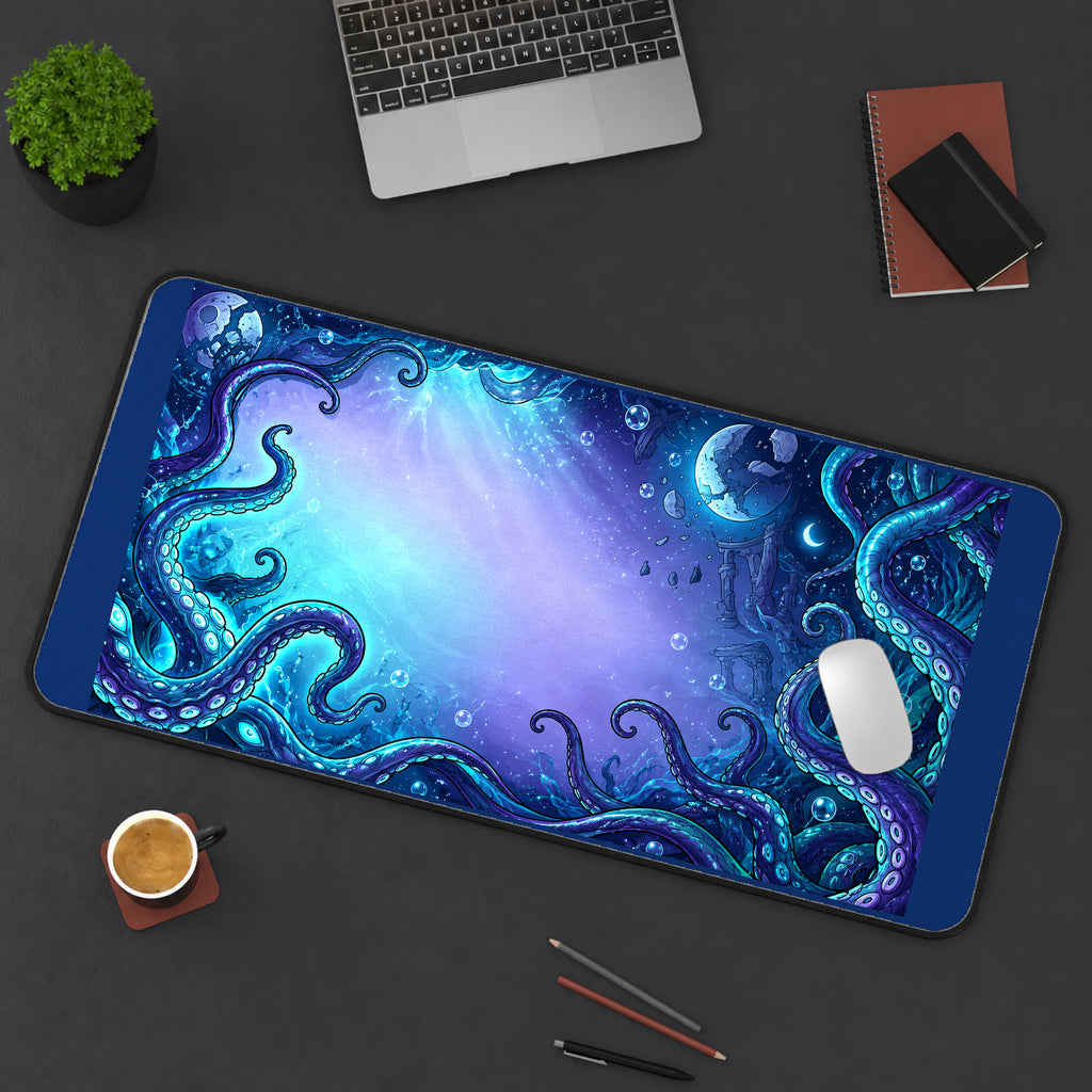 Blue Tentacles around a Cosmic Opening desk mat — product mockup 3