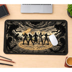 Fantasy Heroes in a Rune Circle desk mat — product mockup 1