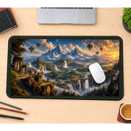 Golden Mountain Ruins and Waterfalls desk mat — product mockup 1
