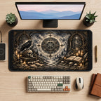 Raven and Occult Celestial Compass desk mat — product mockup 2