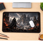 Cloaked Knight at a Ruined City desk mat — product mockup 1