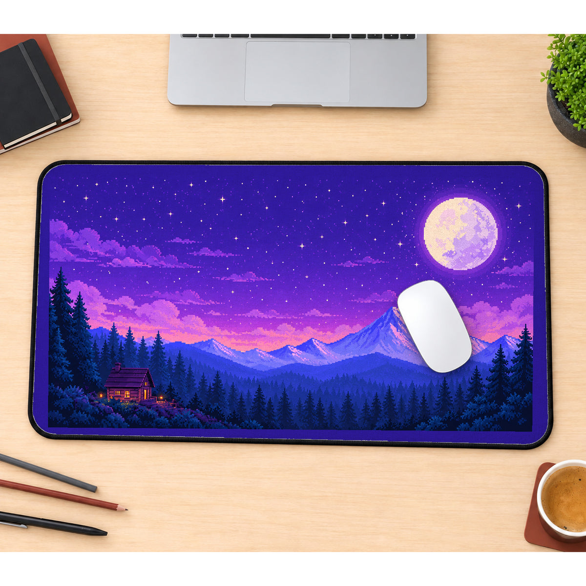 Pixel Mountain Moonrise desk mat — product mockup 1