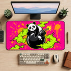 Panda on a Cartoon Bomb desk mat — product mockup 2