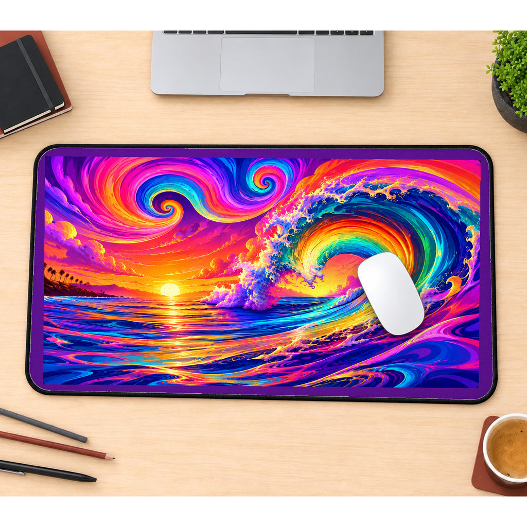 Rainbow Sunset Surf desk mat — product mockup 1