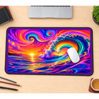 Rainbow Sunset Surf desk mat — product mockup 1