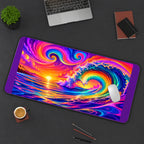 Rainbow Sunset Surf desk mat — product mockup 3