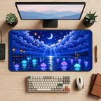 Moonlit Jellyfish Lake desk mat — product mockup 2