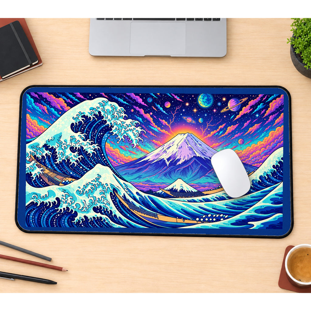 Cosmic Wave and Mount Fuji desk mat — product mockup 1
