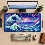 Cosmic Wave and Mount Fuji desk mat — product mockup 2