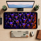 Purple Demon Skull Pattern desk mat — product mockup 2