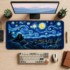 Cats Beneath Swirling Stars desk mat — product mockup 2