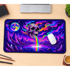 Rainbow Cosmic Skull desk mat — product mockup 1