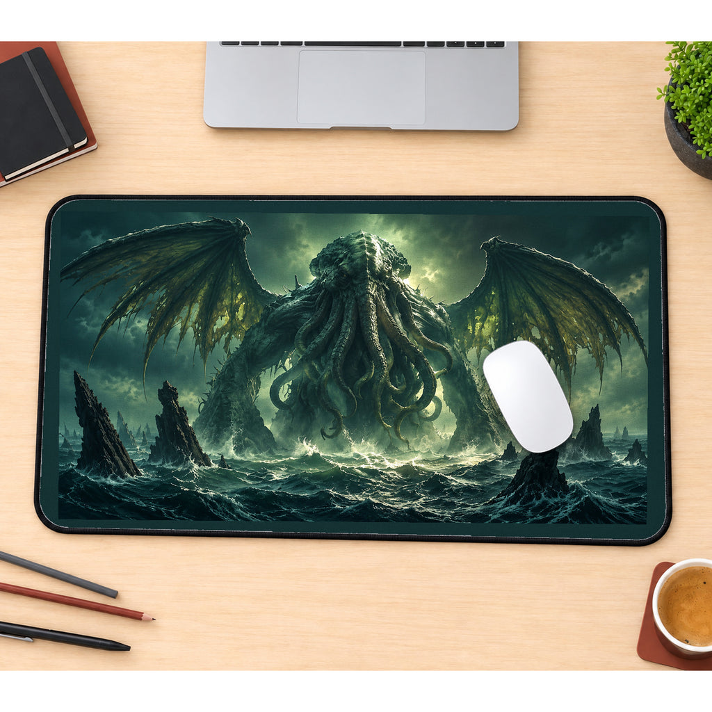 Winged Tentacled Sea Monster desk mat — product mockup 1