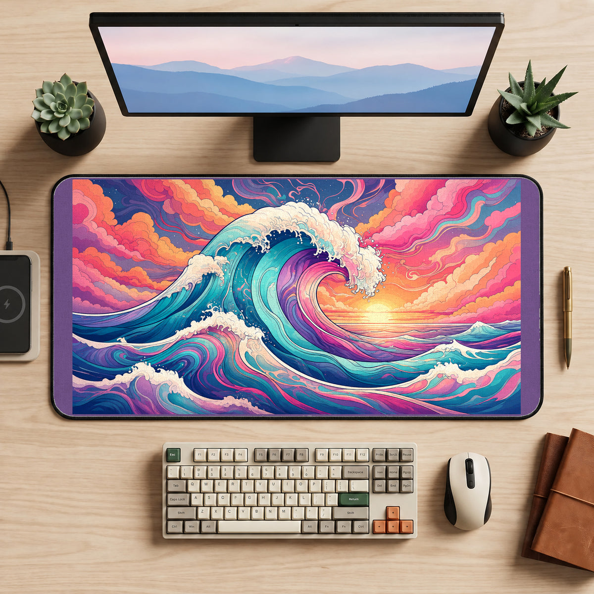 Pastel Wave at Sunset desk mat — product mockup 2