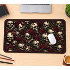 Skulls and Burgundy Roses desk mat — product mockup 1