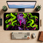 Neon Serpent Gorgon desk mat — product mockup 2