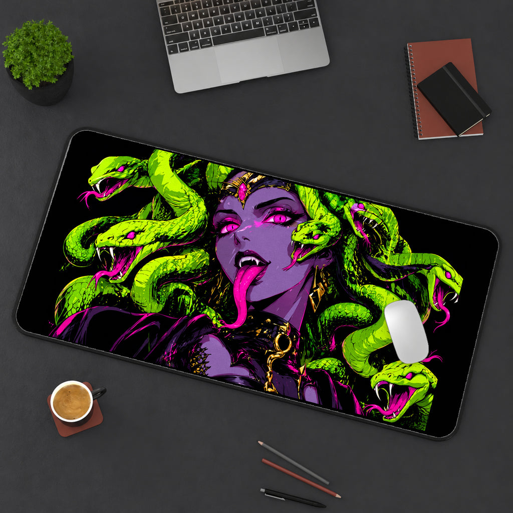 Neon Serpent Gorgon desk mat — product mockup 3
