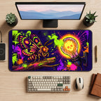 Neon Moth and Skull Bulb desk mat — product mockup 2
