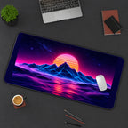 Neon Mountains and Sunset desk mat — product mockup 3