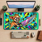 Chihuahua with an Oversized Knife desk mat — product mockup 2