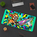 Chihuahua with an Oversized Knife desk mat — product mockup 3