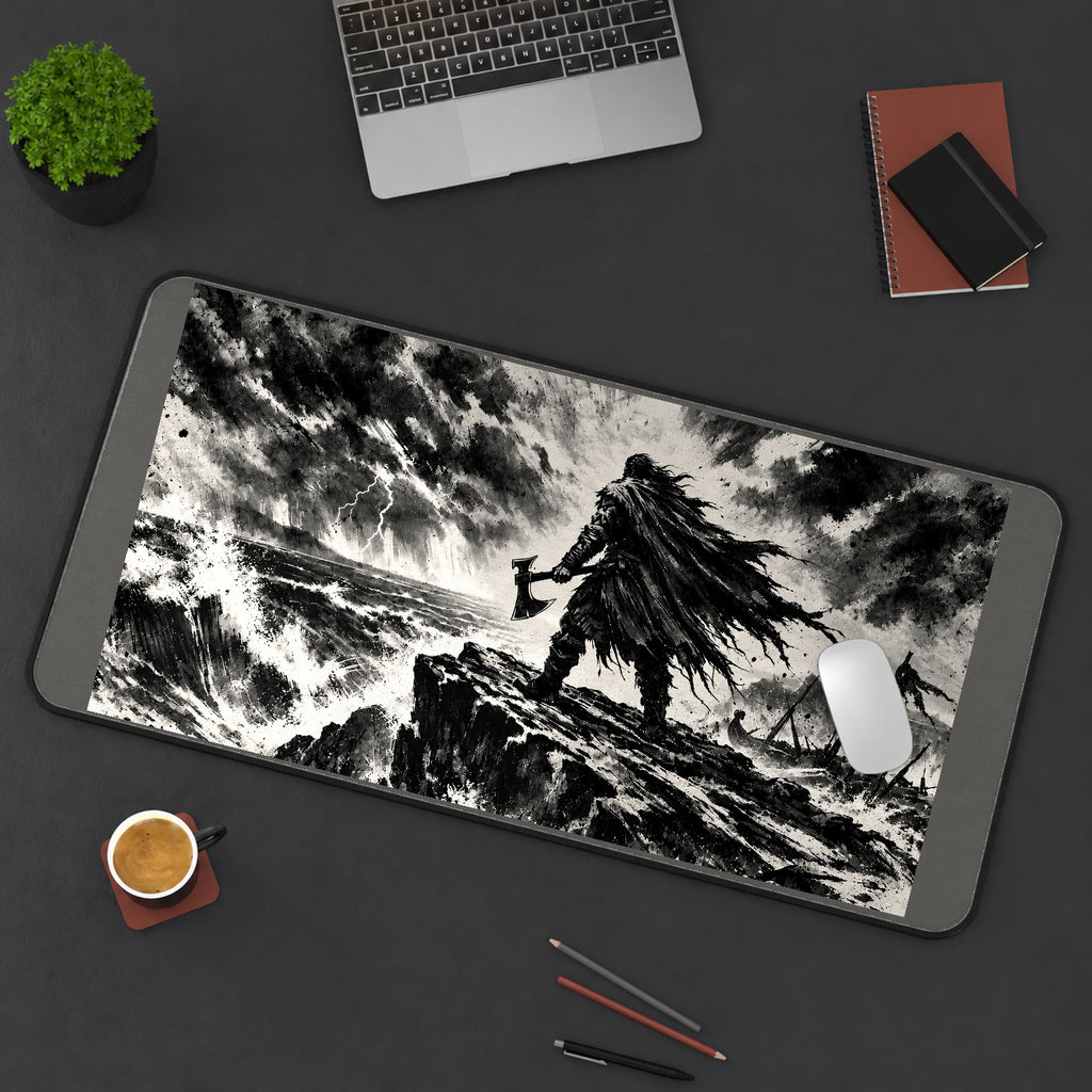 Viking Above Stormy Seas desk mat — product mockup 3