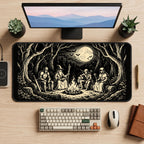 Adventurers Around a Campfire desk mat — product mockup 2
