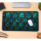 Teal and Gold Dragon Scales desk mat — product mockup 1