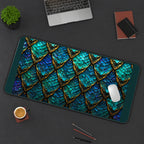 Teal and Gold Dragon Scales desk mat — product mockup 3