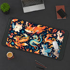 Fire Foxes and Playful Dragons desk mat — product mockup 3