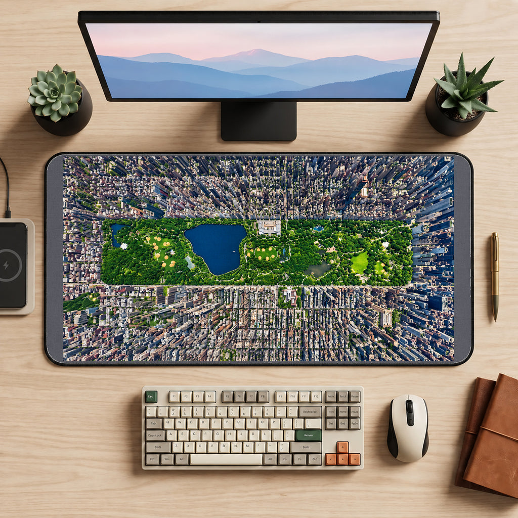 Central Park from Above desk mat — product mockup 2