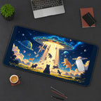 Cats Beneath a Flying Saucer desk mat — product mockup 3