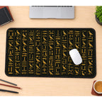 Golden Egyptian Hieroglyphs desk mat — product mockup 1