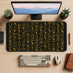 Golden Egyptian Hieroglyphs desk mat — product mockup 2