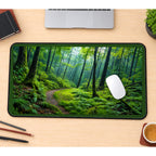 Sunlit Mossy Forest Trail desk mat — product mockup 1