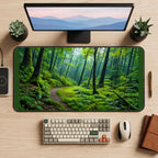 Sunlit Mossy Forest Trail desk mat — product mockup 2