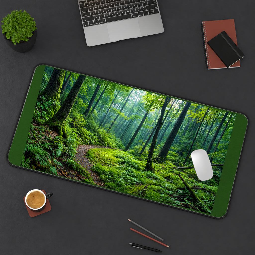 Sunlit Mossy Forest Trail desk mat — product mockup 3