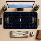 Airplane on a Night Runway desk mat — product mockup 2
