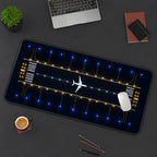 Airplane on a Night Runway desk mat — product mockup 3