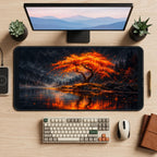 Orange Tree by a Still Lake desk mat — product mockup 2