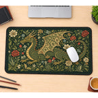 Medieval Dragon among Flowers desk mat — product mockup 1