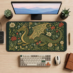 Medieval Dragon among Flowers desk mat — product mockup 2