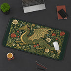 Medieval Dragon among Flowers desk mat — product mockup 3
