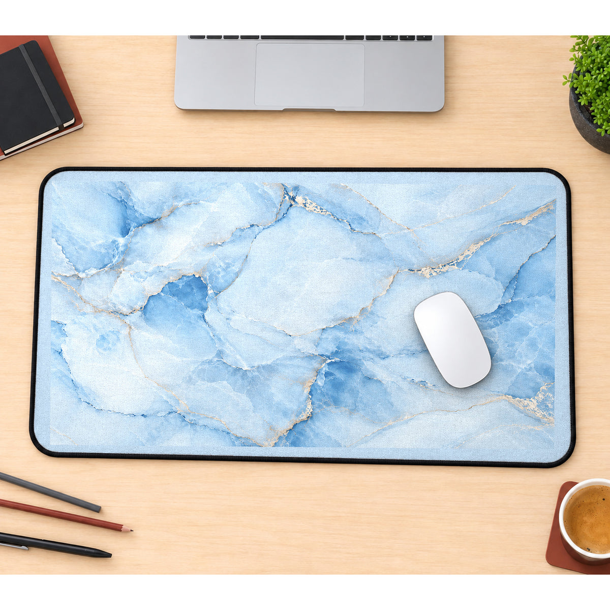 Blue Marble Vein Pattern desk mat — product mockup 1