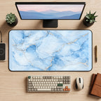 Blue Marble Vein Pattern desk mat — product mockup 2