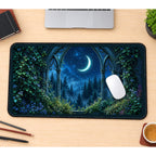 Moonlit Forest through an Arch desk mat — product mockup 1