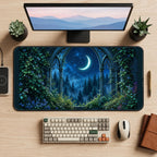 Moonlit Forest through an Arch desk mat — product mockup 2