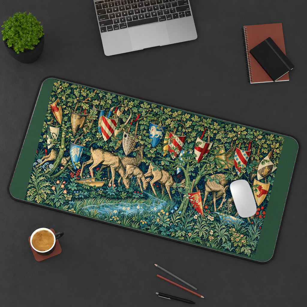Medieval Deer and Heraldry desk mat — product mockup 3