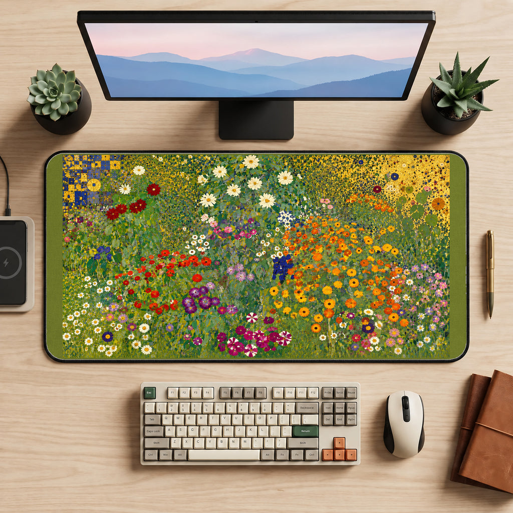 Colorful Meadow in Bloom desk mat — product mockup 2